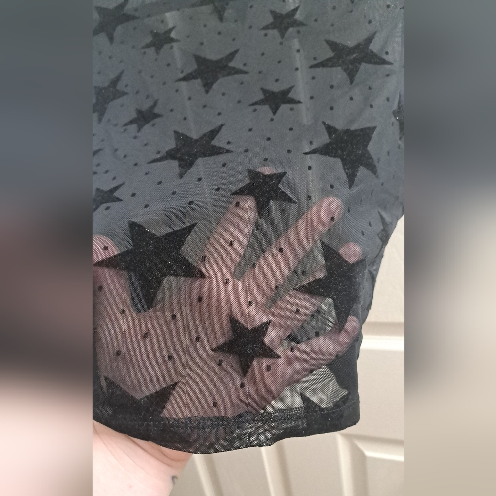 Black Star Pattern Sheer Top - image 8